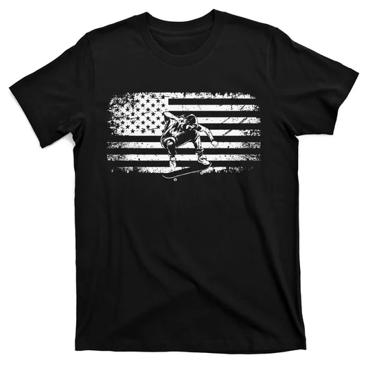 Skateboarding Skater Skate Board American Flag T-Shirt